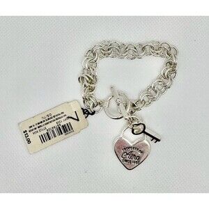Y2K Aéropostale Property of Aero Since 1987 Heart Lock and Key Charm Bracelet
